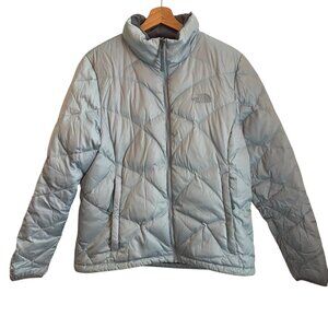 The North Face Womens 550 Goose Down Puffer Jacket Size L Blue Outdoor Casual